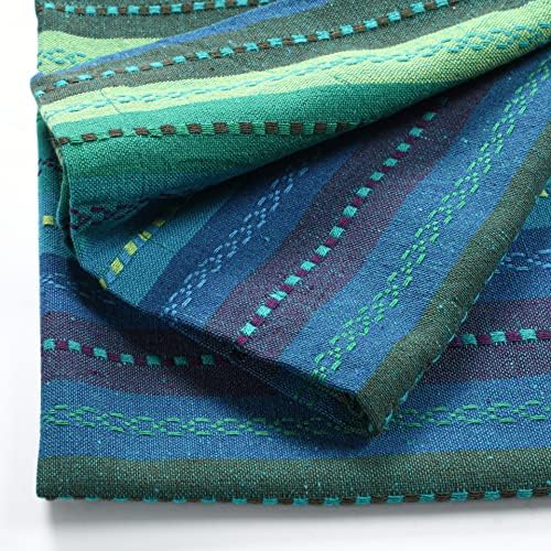 Lightnpro Salsa Stripes Cloth Napkins Set of 12, 18x18 Inch, Teal Multi