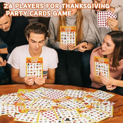 45PCS Thanksgiving Bingo Game Cards for 24 Players - Family and Large Group Party Favors