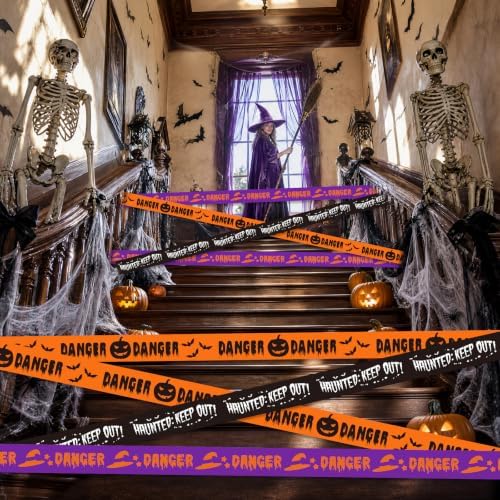 SWRT 3 Pack Halloween Decorations Caution Tape, 3 in x 30 Ft (Total 90 Ft)