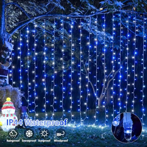JMEXSUSS 200 LED USB Curtain Lights Blue and White