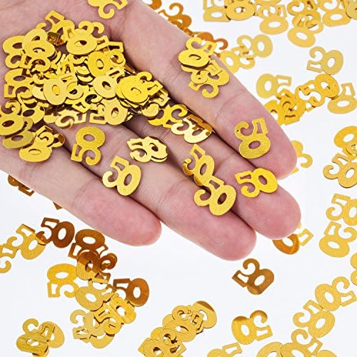 Willbond 2 Bags 1400 Pcs Gold 50th Confetti, 50th Birthday Table Confettis