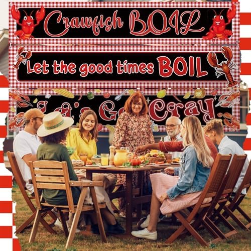 Remagr 3 Pcs Crawfish Banner Crawfish Boil Party Decorations