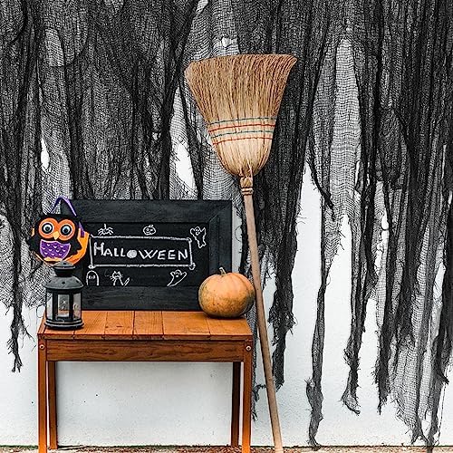 200" x 59" Halloween Spooky Cloth - Black Creepy Spooky Halloween Decorations - Large Size Scary Creepy Gauze for Halloween Party Supplies Stairway Window Table Doorways Decor