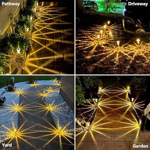 10 Pack Solar Lights Outdoor Waterproof Pathway Lights, Warm White