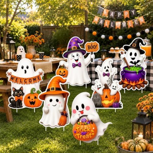 Ghost Halloween Decorations Outdoor, Cute Spooky Yard Signs with Stakes