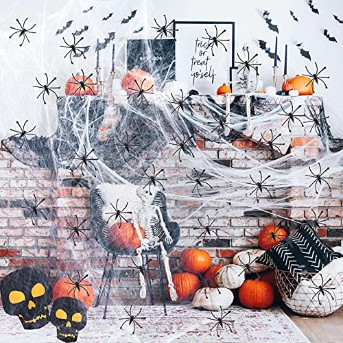 Labrostar 1000 Sqft Halloween Spider Web Decorations with 100 Fake Spiders Spooky Spider Webbing Decorations Indoor Outdoor Party Yard Decor Supplies for Bar Haunted House