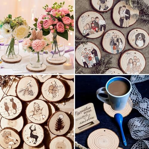 Natural Wood Slices for Ornaments Round Wooden Discs for Crafts