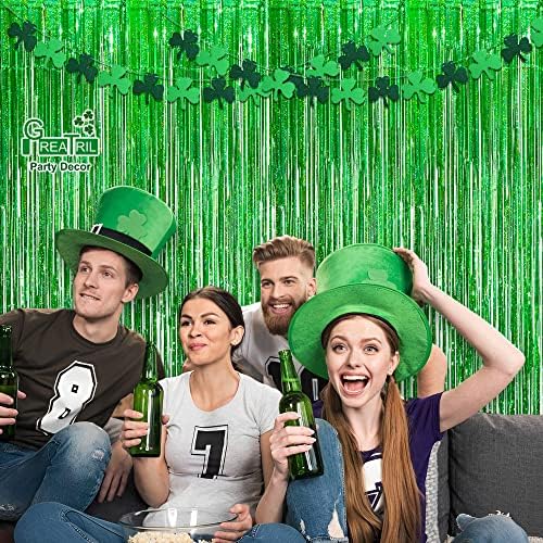 Green Tinsel Curtain Party Backdrop - 2 Packs