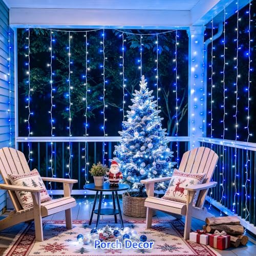 JMEXSUSS 200 LED USB Curtain Lights Blue and White