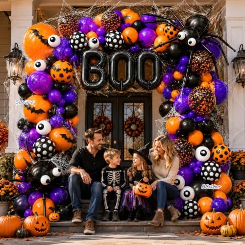 Halloween Balloon Garland Arch Kit 202PCS Black Orange Purple Balloons