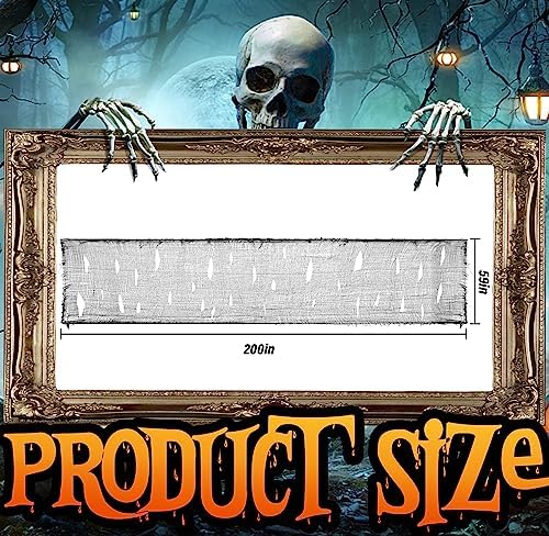 200" x 59" Halloween Spooky Cloth - Black Creepy Spooky Halloween Decorations - Large Size Scary Creepy Gauze for Halloween Party Supplies Stairway Window Table Doorways Decor