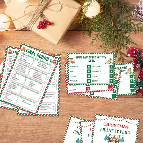 Christmas Friendly Feud Game, Friendly Christmas Party Games for Family Friends Large Groups, Funny Xmas Feud Quiz, Xmas Trivia Party Decoration for Winter Holiday -09