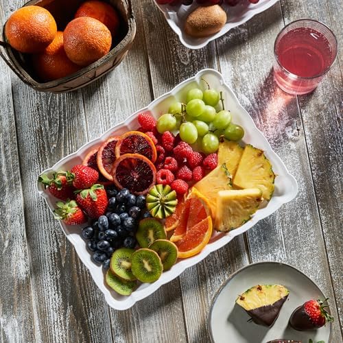 White Plastic Serving Trays - Serving Platters Rectangle 9X13 pack of 4