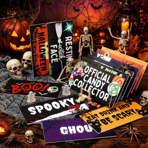 Beeveer 24 Designs Halloween Photo Booth Props Double Sided PVC Selfie Sign