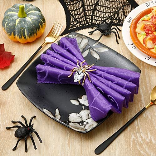 Patelai Spider Napkin Rings Halloween Metal Spooky Rhinestone Napkin Holder Buckle Serviette Halloween Table Decoration Party Supplies