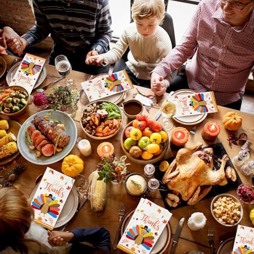 100 PCS Thanksgiving Napkins Fall Turkey Autumn Leaves Guest Napkins for Autumn Harvest Party, Kitchen, Bathroom, Thanksgiving Decorations