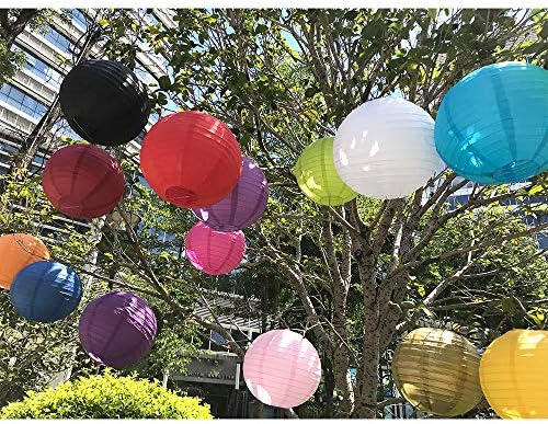 BEISHIDA Gold Paper Lanterns 10Pcs 4/6/8/10/12 Inch Round Chinese Lamp