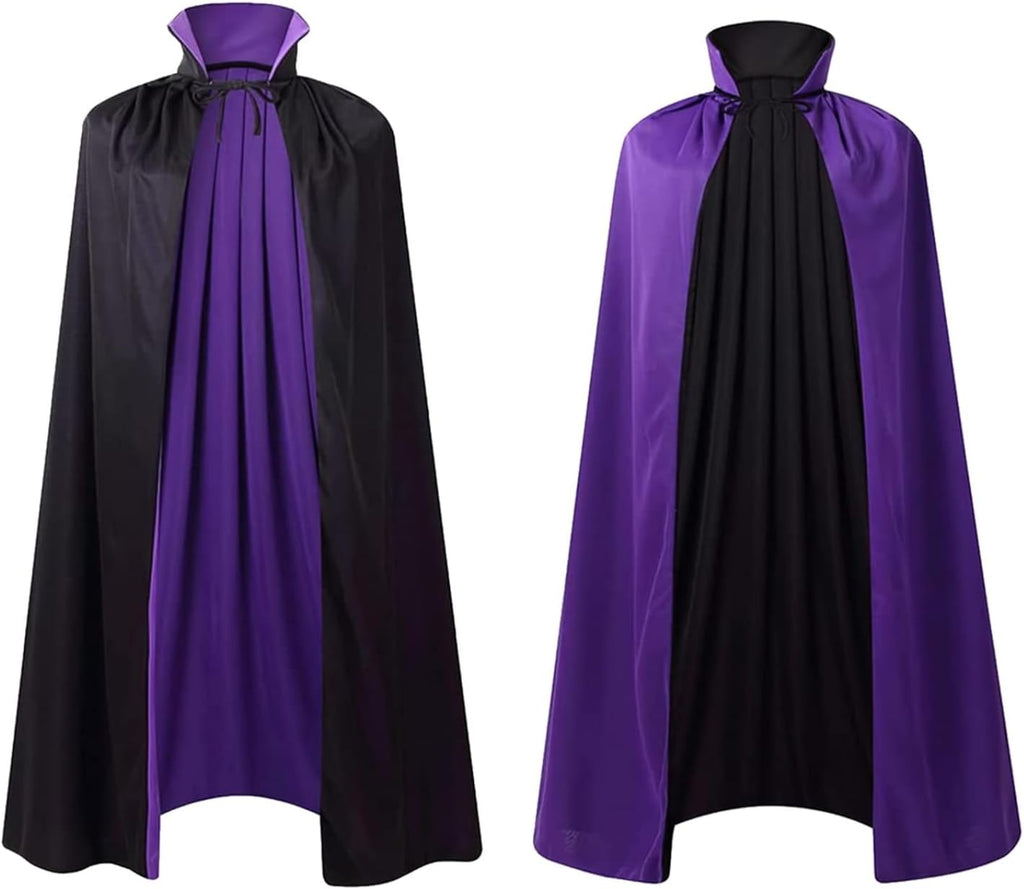 Adult Stand Collar with Hood Reversible Cloak Masquerade Cape for Halloween