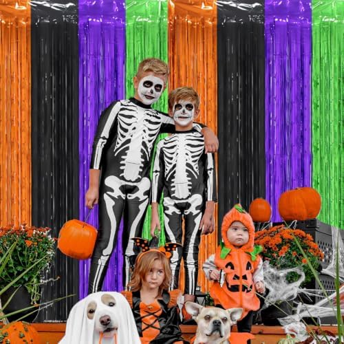 2 Pack Halloween Foil Fringe Curtains Party Decoration, 3.3 x 6.6ft