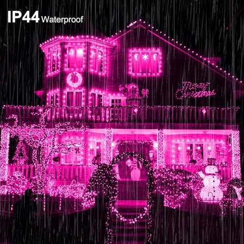 164 FT 500 LED Pink String Lights, Plug in Fairy Lights with 8 Modes, Waterproof Twinkle Light for Bedroom, Christmas Tree, Valentine's Day, Wedding Party, Halloween Decor
