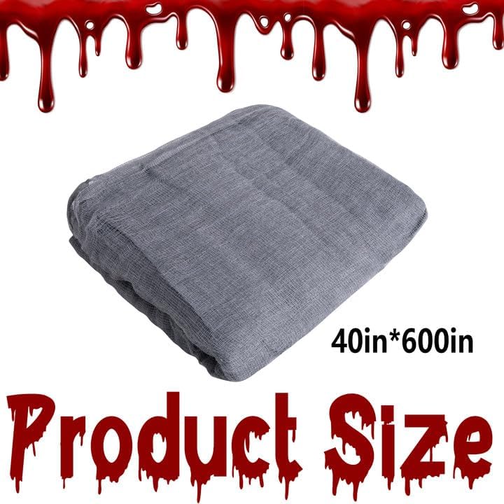 600" x 40" Halloween Creepy Cloth, Gray Halloween Spooky Fabric Cloth