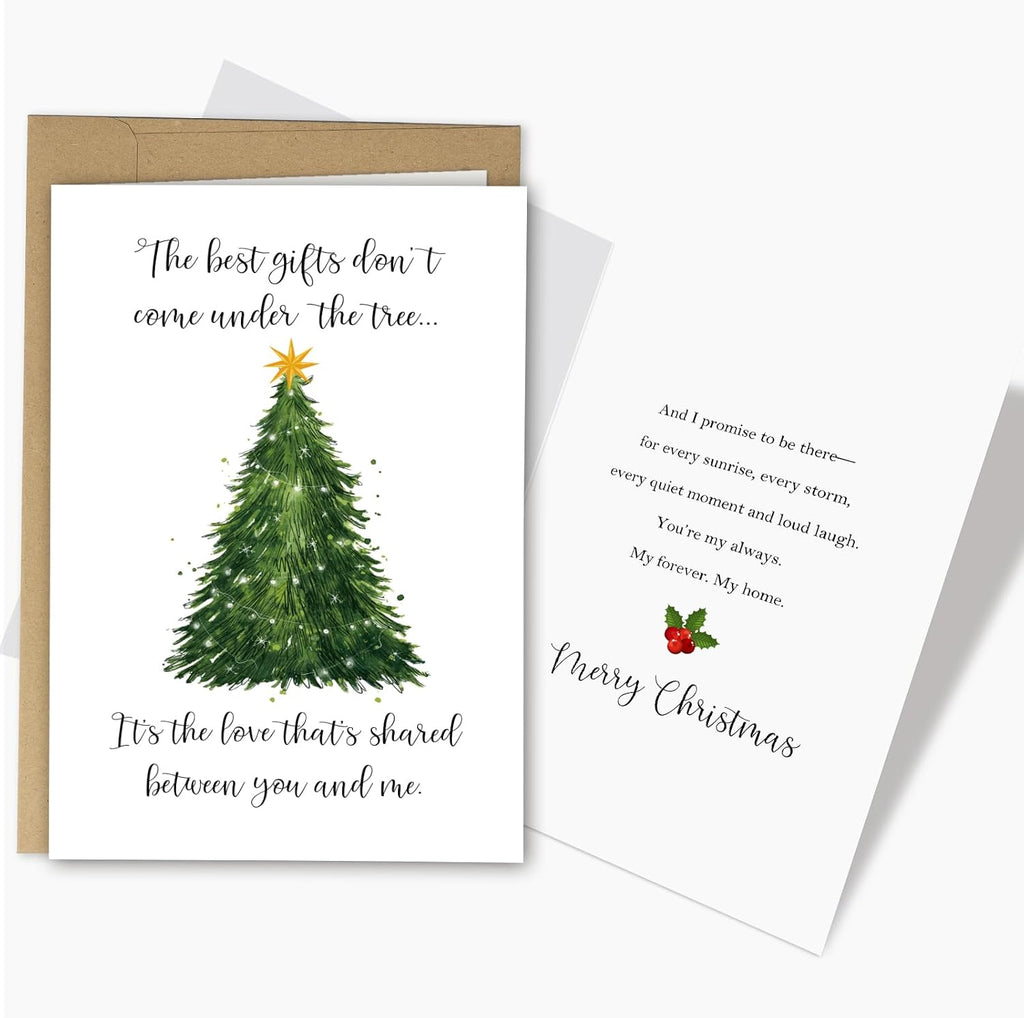Romantic Christmas Card for Husband Wife, Merry Christmas Card for Girlfriend Boyfriend Fiance Fiancee, Sweet Xmas Holiday Cards for Him Her