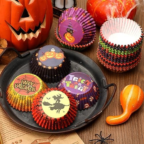 SANNIX 450pcs Halloween Cupcake Liners, Ghost Pumpkin Baking Cups Standard