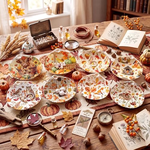 Tenceur 48 Pack 12 Styles Vintage Fall Napkins for Decoupage, 13 Inch