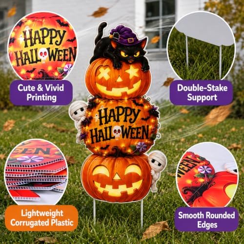 Halloween Decorations Outdoor Large Pumpkin Ghost Yard Signs with Stakes