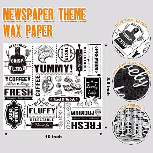 160 Pcs Newsprint Wax Paper Sheets, Newspaper Theme