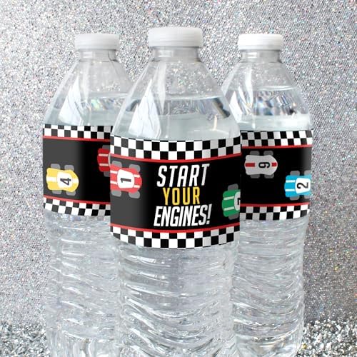 Race Car Birthday Water Bottle Labels, 20 Count