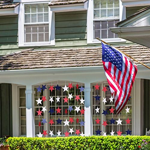 TecUnite 52.5Ft Patriotic Star Streamer Garland, Red White Blue 4th of July