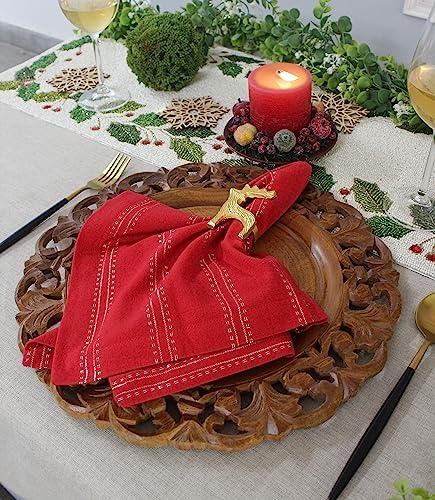 COTTON CRAFT Christmas Napkin Rings - 8 Pack Metal Reindeer Napkin Ring