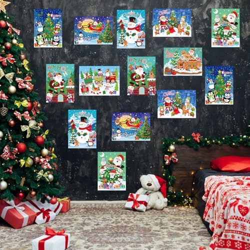 Marspark 24 Pcs Christmas Scratch Paper Xmas Scratch Crafts Bulk for Kids