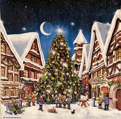 12 Styles 6.5 Assorted Blue Christmas Napkins for Decoupage - Elegant Winter Paper Napkins