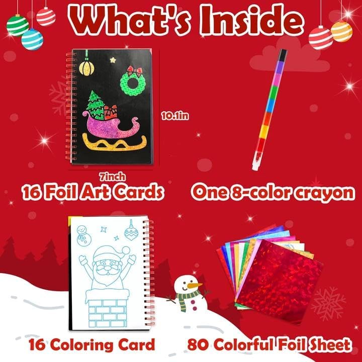 FUNNYB&G Christmas Foil Art Craft Kit for Kids, Birthday Gift Toy for Kids