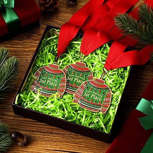 Haull Christmas Ugly Sweater Award Medals 2026, 1st 2nd 3rd Place Ugly Sweater Contest Trophy Prizes Necklace Jewelry for Holidays Christmas Tree Ornament Xmas Party Decorations Supplies
