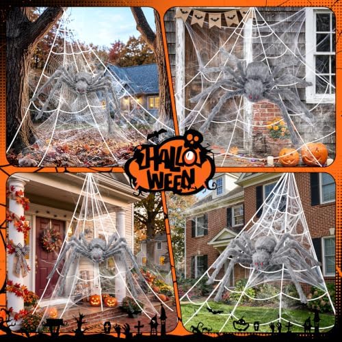 Halloween Decorations Outdoor Spider Webs:1Pcs Giant Spiders-Outdoor Use