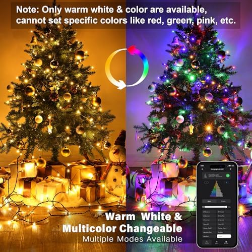 Brizled Smart Christmas Lights, 98.4FT 300 LED Color Changing Christmas Lights with APP/Voice Control, Warm White & Multicolor Fairy String Light Music Sync Xmas Tree Light for Indoor Outdoor Decor