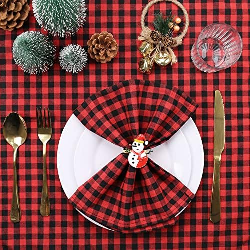 Red Buffalo Plaid Cloth Napkins Set of 6, Red and Black Checkered Table Napkins Washable, Oversized Gingham Napkins, Christmas Dinner Napkins for Wedding, Parties, Thanksgiving, Dining Celebration