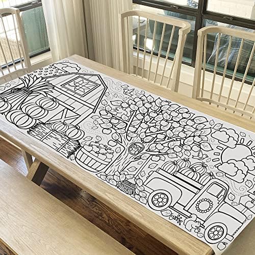 Tiny Expressions Fall-Themed Giant Coloring Tablecloth for Kids