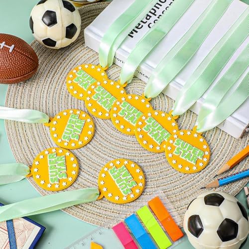 AmazingSpark 60 Pcs Super Star Award Medals, 2 Inch Rubber Medals Bulk Winner Encourage Team Participation for Kids Adults Trophy Award Prize Gift Competitions Graduation Party