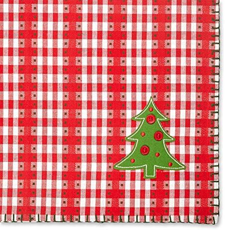 DII Jolly Christmas Tree Collection Holiday Table & Kitchen Décor, Reversible Placemat Set, 13x19, Christmas Red, 4 Piece