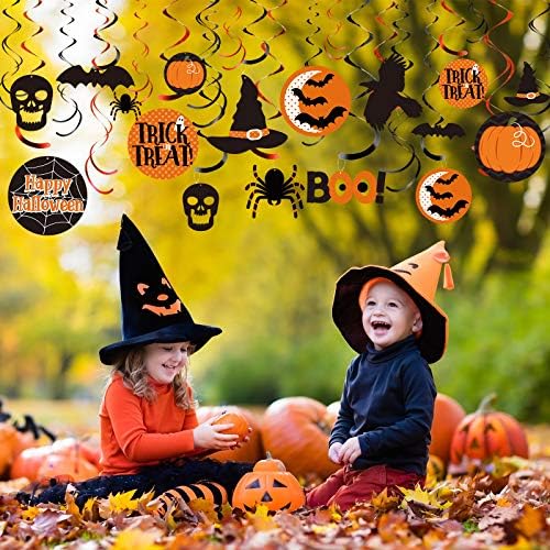 Blulu 50 Pcs Halloween Decorations Hanging Swirl Happy Halloween Decor