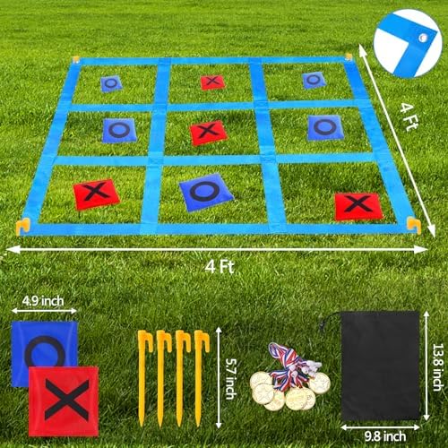 CWLAKON Outdoor Giant Tic Tac Toe Bean Bag Toss Games for Kids Adults Family, Large Outside Lawn Yard Backyard Carnival Field Day Game, Birthday Party Family Reunion Games Playground Fitness Equipment