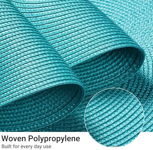 FunWheat Round Braided Placemats Set of 6 Table Mats for Dining Tables Woven Washable Non-Slip Place mats 15 inch(Turquoise, 6pcs)