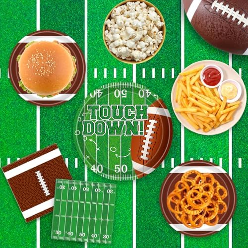 Football Party Decorations Football Party Supplies Kit Serve 24 Plates Napkins Cups Banner Tablecloth for Foot Ball Themed Birthday Gameday Decorations