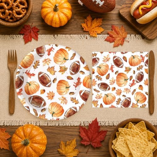 50PCS Round Paper Plates and Napkins for Fall Thanksgiving Harvest Party