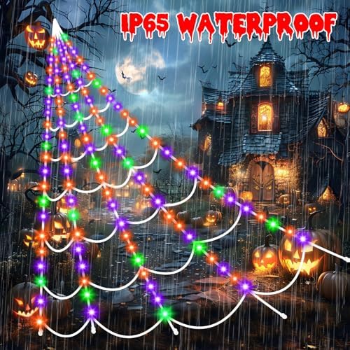 Light Up Halloween Spider Web: Halloween Decoration Outdoor LED Giant Web