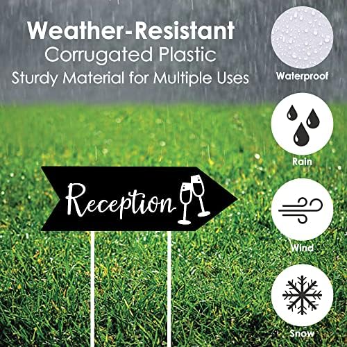 Big Dot of Happiness Black Wedding Reception Signs - Wedding Sign Arrow - Double Sided Directional Yard Signs - Set of 2 Reception Signs